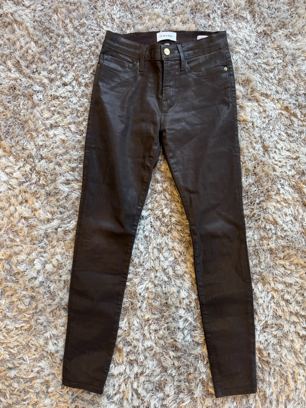 Frame Denim Black Coated Skinny Jeans - Sleek Fitted Cut